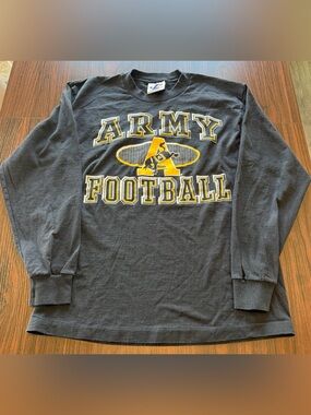 Army Football Mens Black Vintage 90s Long Sleeve Shirt Logo Athletic USA Size M